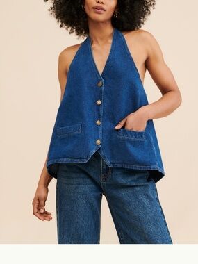Lioness Blue Denim Halter Vest